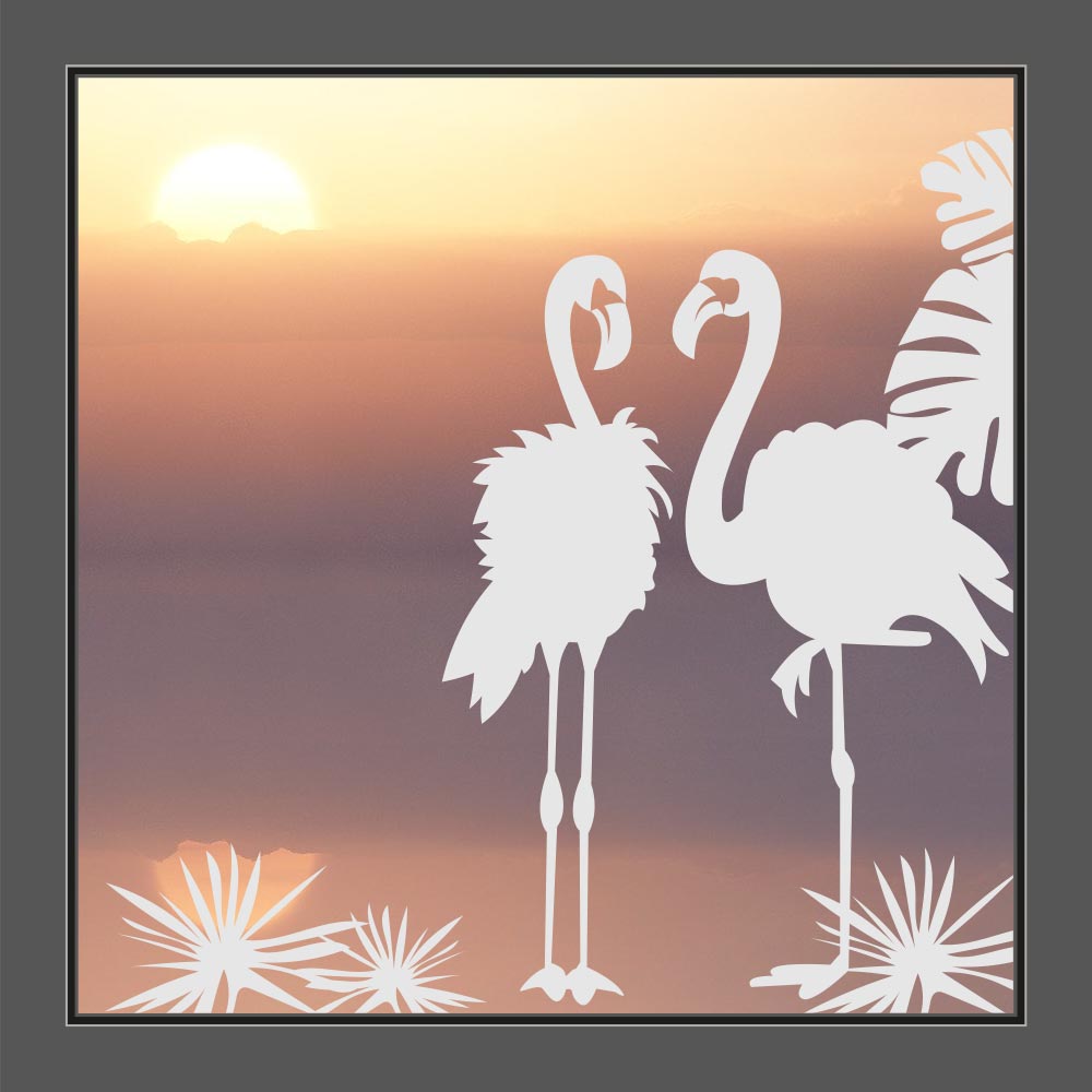 Motiv Flamingos auf Fensterfolie